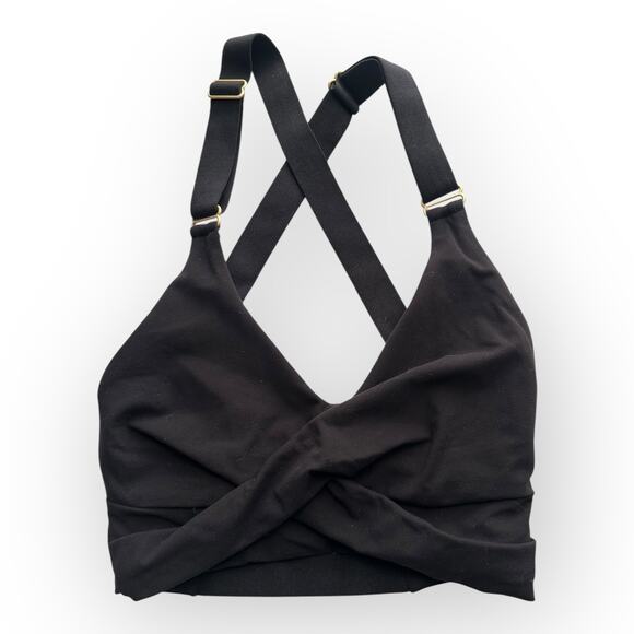 BuffBunny Collection Womens size XS Candy Wrap Sports Bra Black Workout Yoga - Picture 2 of 5